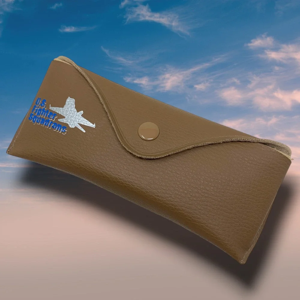 US Fighter Squadron Aviator Sunglasses Gold Frame Green Lens + Printed Case